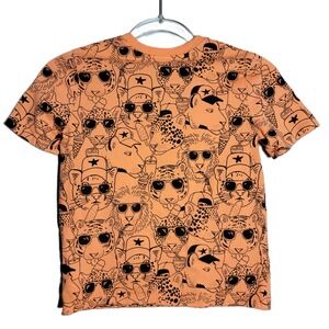 Spotted Zebra Ice Cream Wild Cats Boys T-shirt Size 8 Orange Animal Print Medium